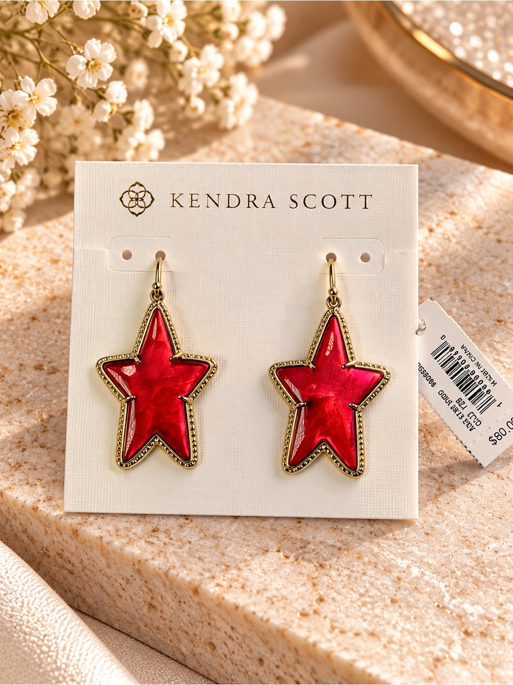 Kendra Scott Ada Gold Star Drop Earrings in Cobalt Red Illusion - Picture 6 of 6